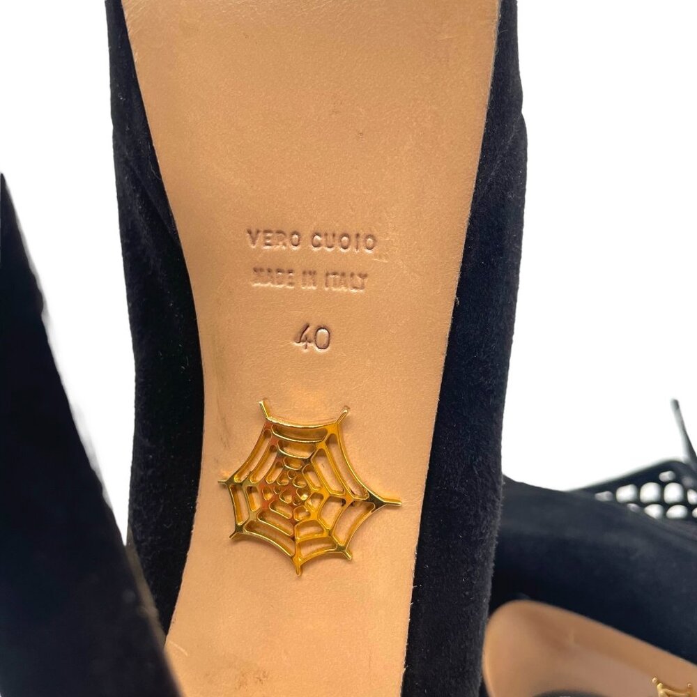 Charlotte Olympia Minerva Laser Cut Suede Platform Heels 40 Dark Academia Goth - Picture 9 of 10